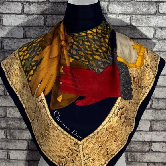 Dior Accessories - Dior Multicolor Scarf with Red and Gold Accents